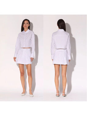 Walter Baker Thalia Mini Skirt White Black Pinstripe sz 8